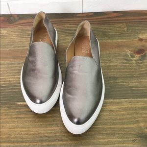 Franco Sarto Mitchell Pewter leather slip ons